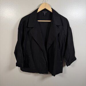 Eileen Fisher Open Front Linen Blend Crop Jacket Size Medium Petite Minimal